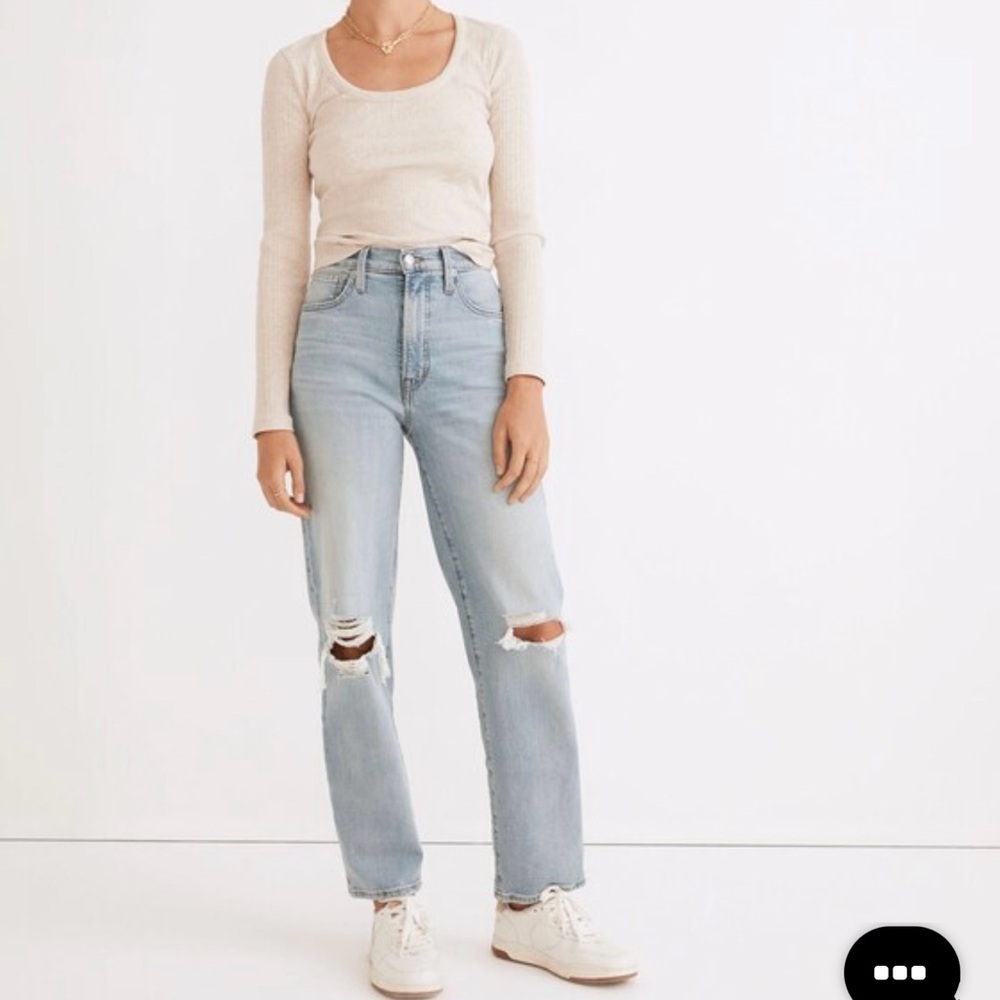 MADEWELL The Perfect Vintage Jean in Danby Wash - Knee Rip Edition